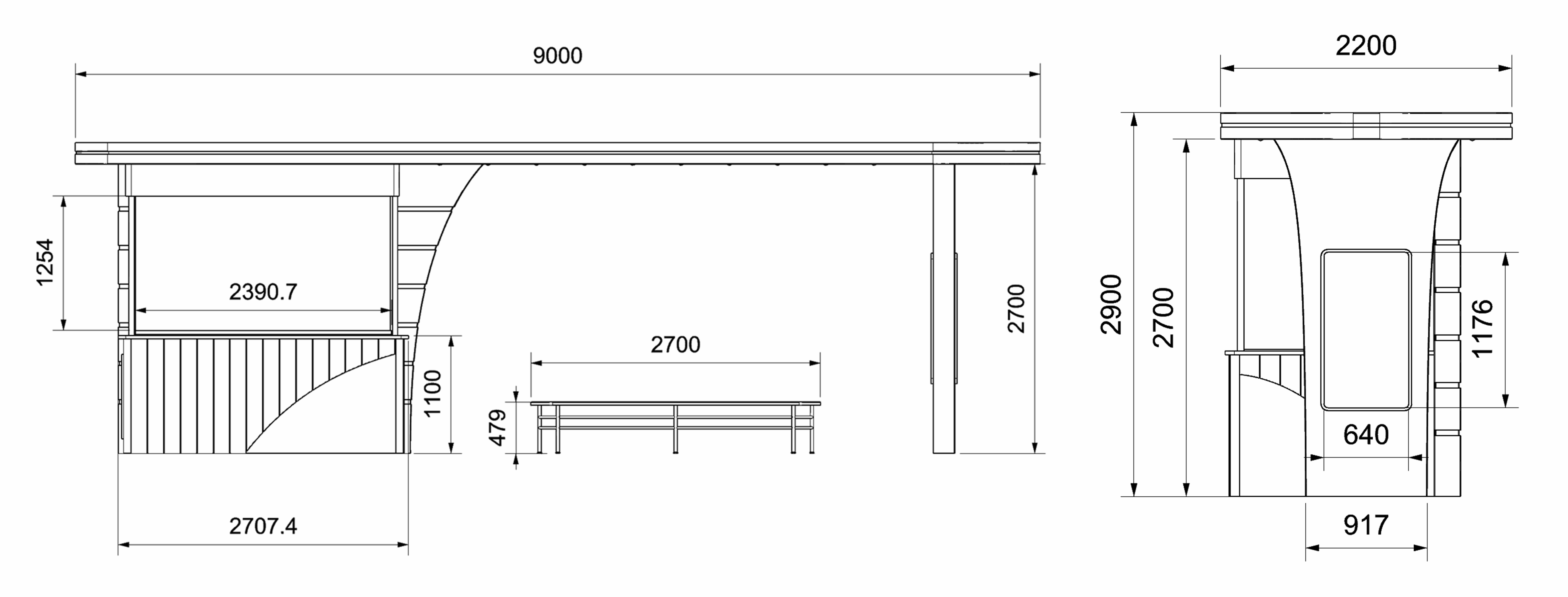 bus shelter with vending kiosk