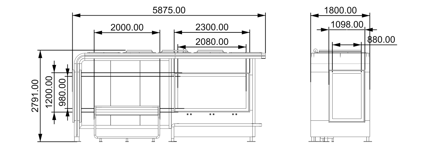 Metal Bus Stop Shelter Design- YR2504-021C