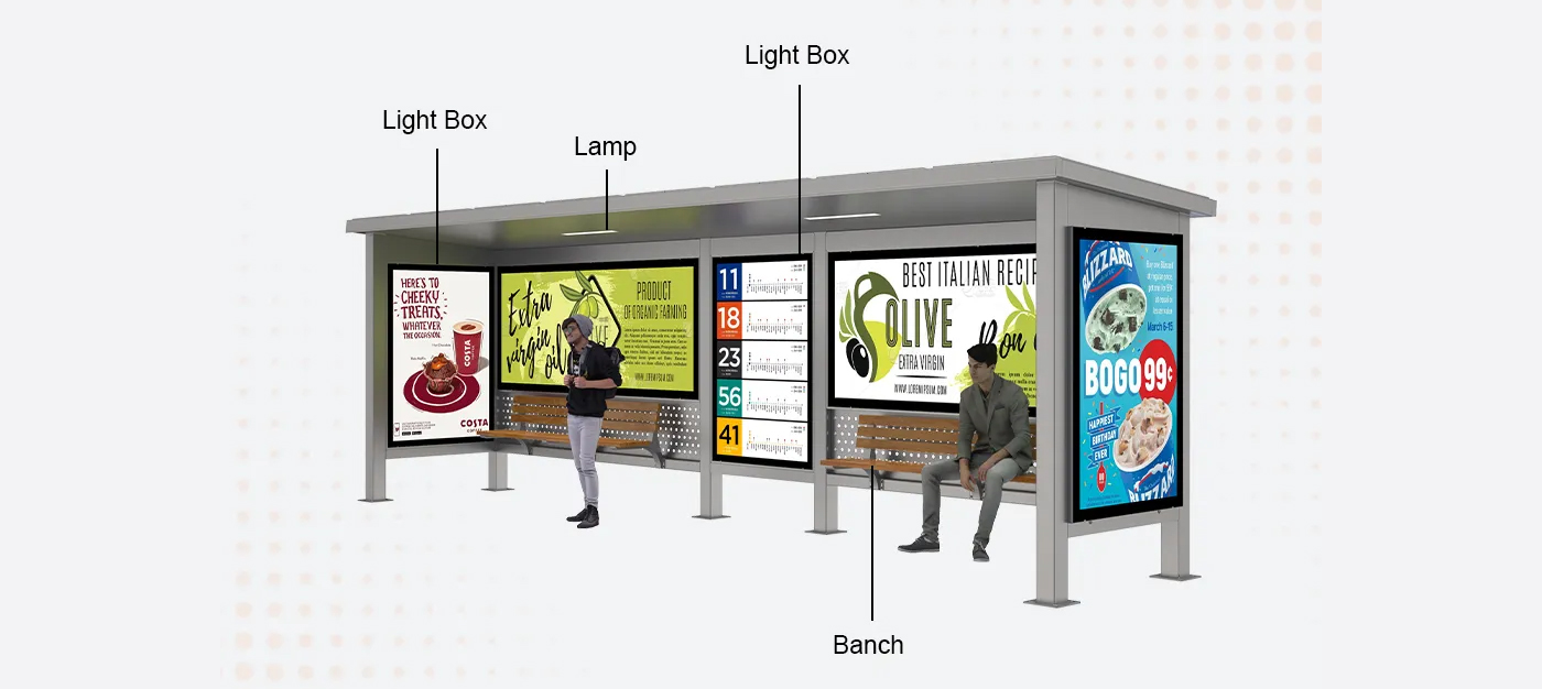 Bus Shelter with Advertising- YR-SSBS-25033 Bus Shelter with Advertising- YR-SSBS-25033