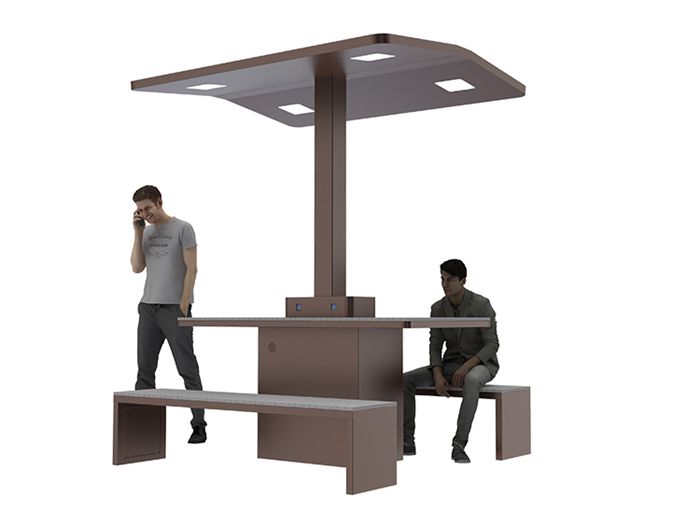 Table and Bench with Solar Panel Roof- YR-SPP-017