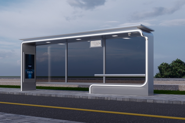 Bus Shelter with USB Charging- YR-SMBS-25037 Bus Shelter with USB Charging- YR-SMBS-25037