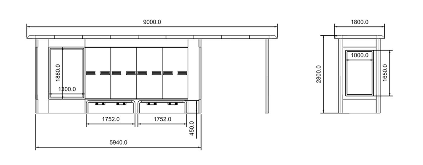 Bus Shelter with Lighting System- YR-SSBS-2302106 Stop and Shelter- YR2503-028C