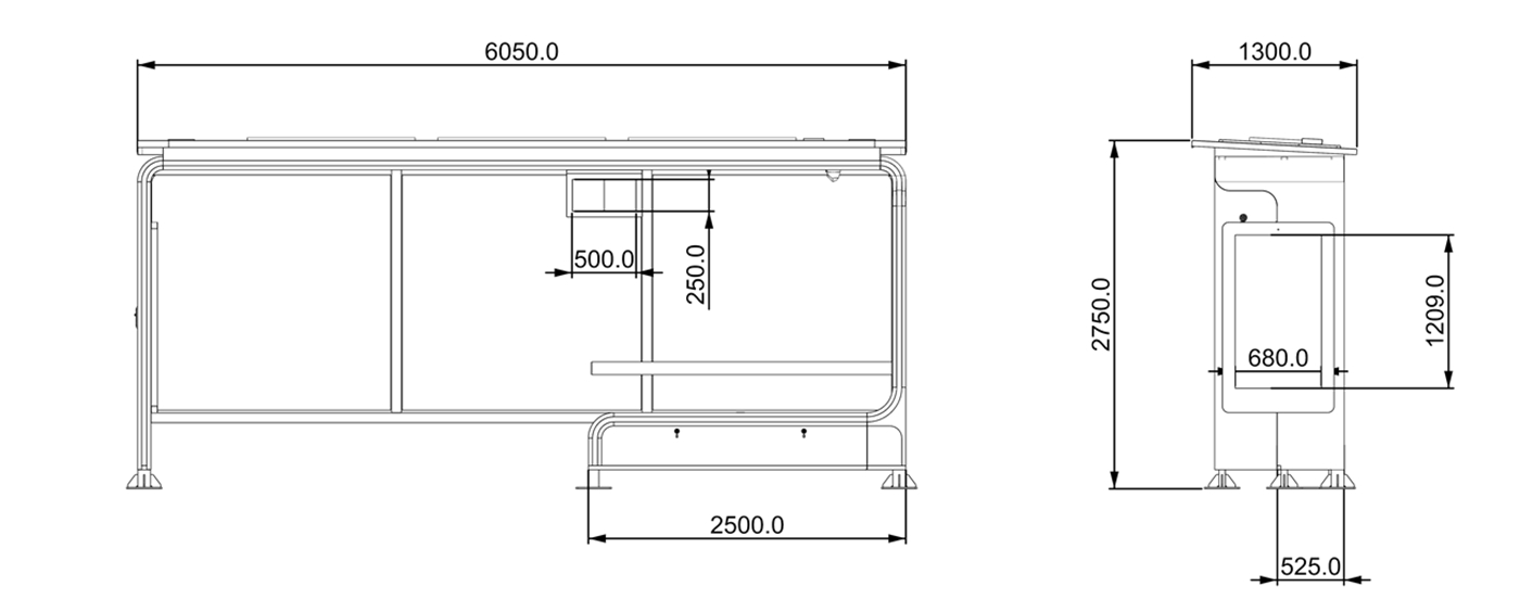 Bus Shelter with USB Charging- YR-SMBS-25037 Bus Shelter with USB Charging- YR-SMBS-25037