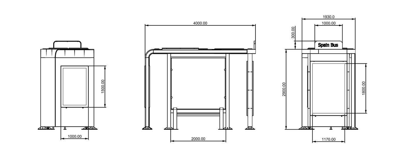 Bus Shelter with Digital Signage- YR-SSBS-25030 Bus Shelter with Digital Signage- YR-SSBS-25030