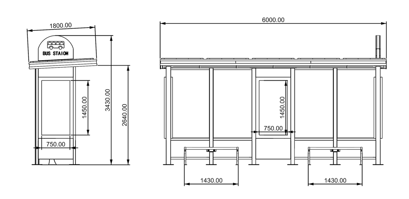 Bus Stop Shelter with Display- YR-SSBS-2312329 Bus Stop Shelter with Display- YR-SSBS-2312329