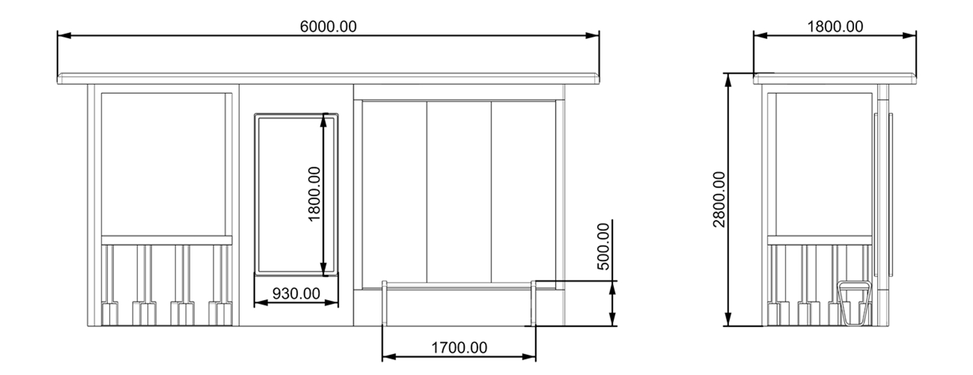 Smart Bus Shelter with Scooter Parking Area- YR-SSBS-2307112