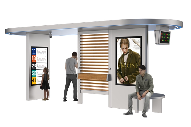 Outdoor Metal Bus Stop Shelter- YR-SSBS-2408345