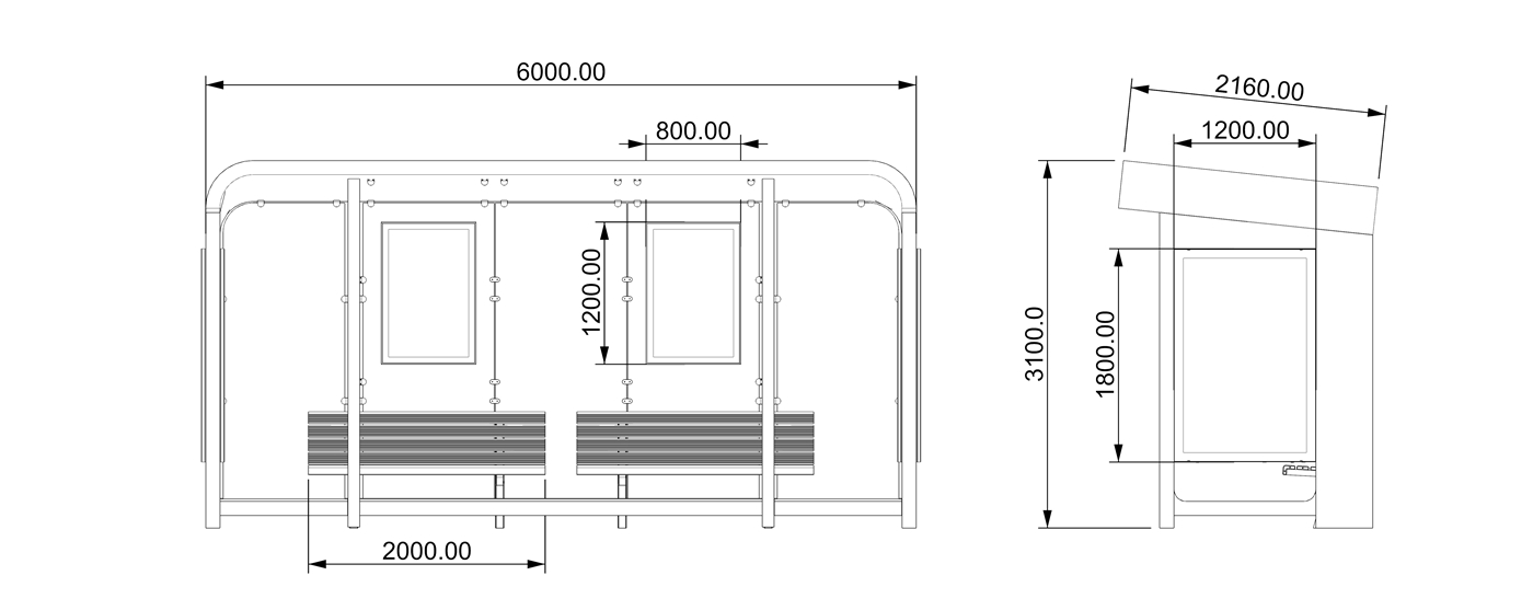 Bus Stop Shelter- YR-SSBS-25028 Bus Stop Shelter- YR-SSBS-25028