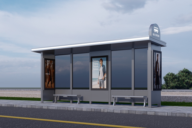 Bus Stop Shelter with Display- YR-SSBS-2312329 Bus Stop Shelter with Display- YR-SSBS-2312329