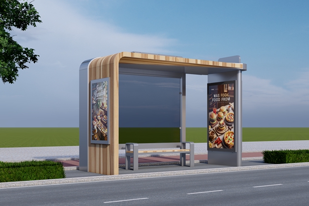 Bus Shelter with Digital Signage- YR-SSBS-25030 Bus Shelter with Digital Signage- YR-SSBS-25030