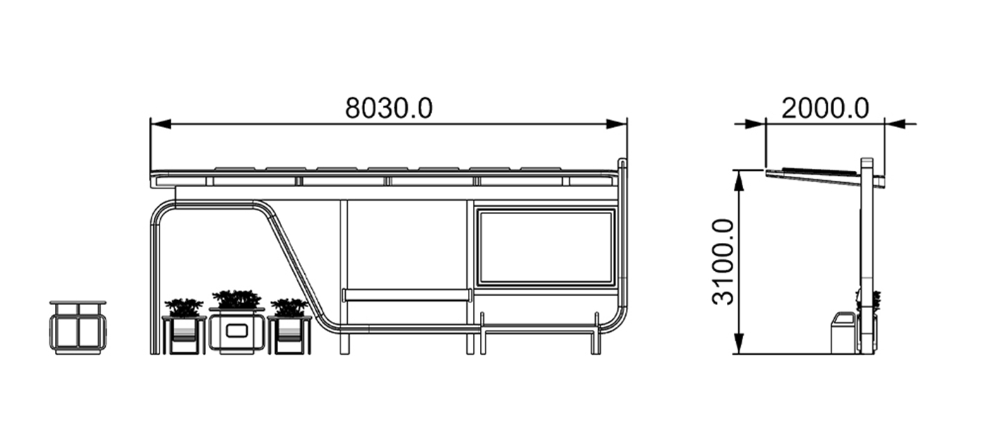 Outdoor Bus Stop Shelter for Sale- YR-SSBS-2409347