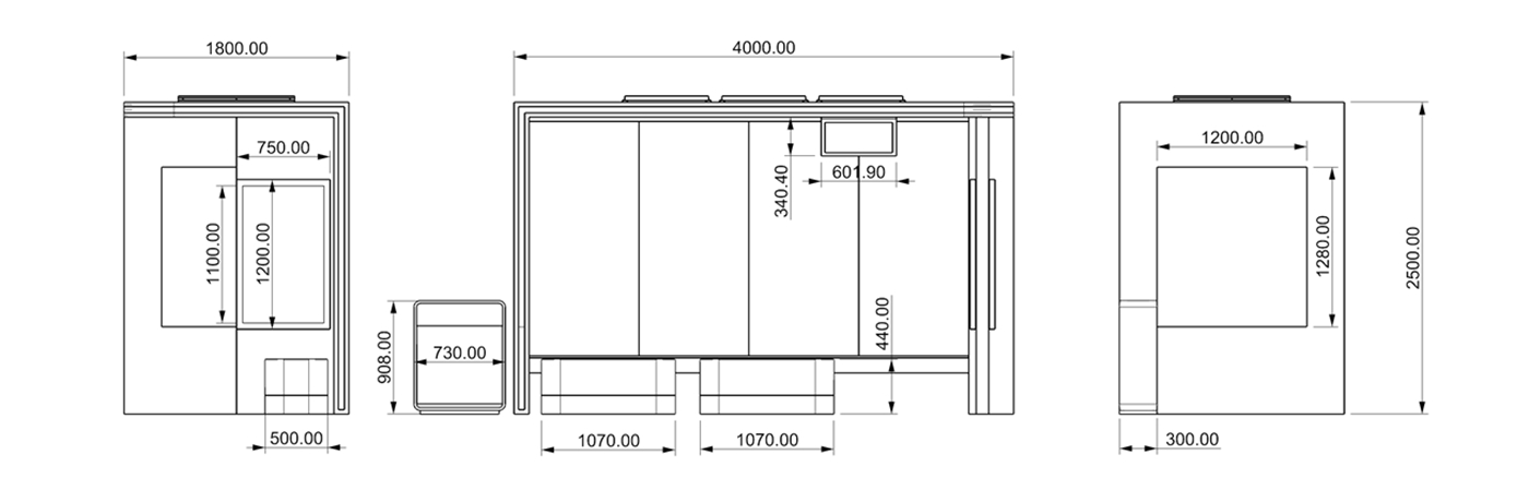 Bus Shelter with LED Panels- YR-SMBS-25006 Bus Shelter with LED Panels- YR-SMBS-25006