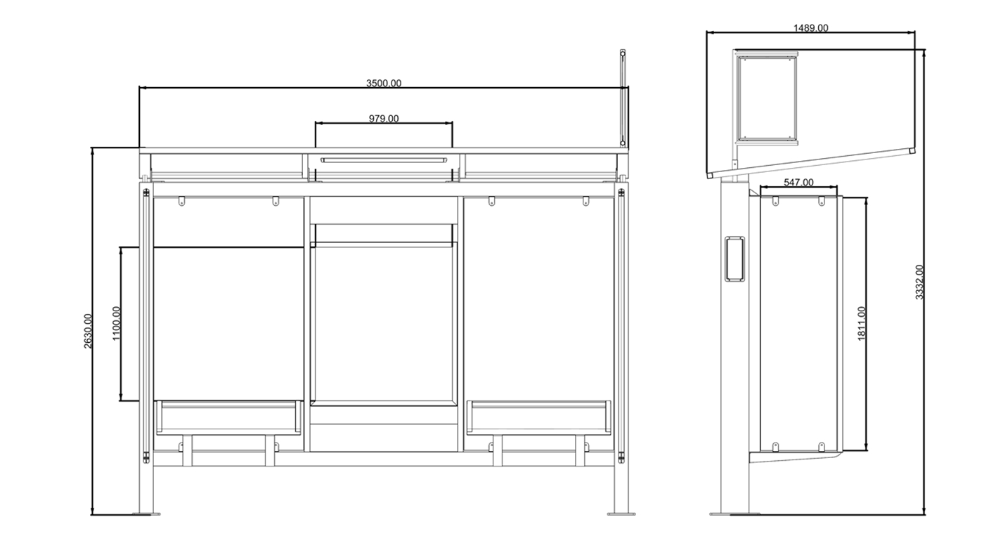 Aluminium Bus Shelter- YR1706-002