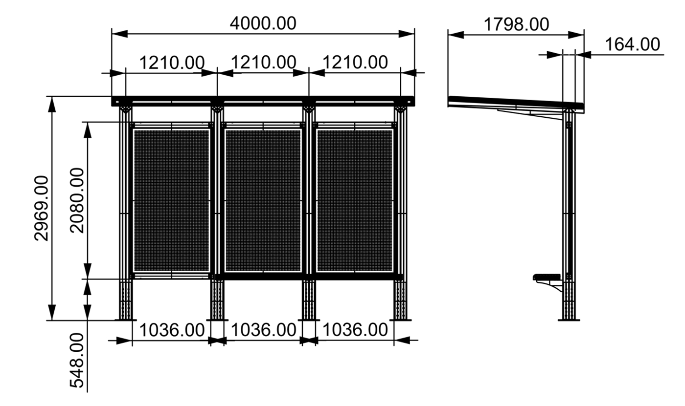 Bus Shelter with Bench- YR2407-007A