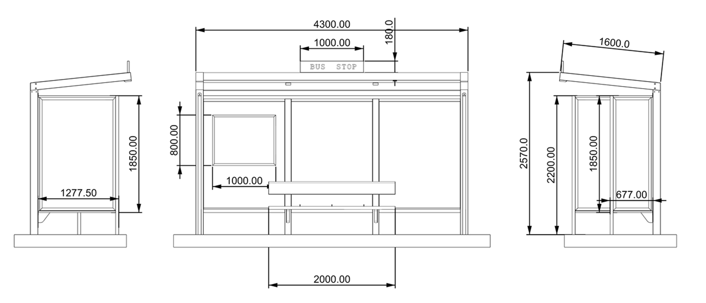 Low Maintenance Bus Shelter- YR-SSBS-25036 Low Maintenance Bus Shelter- YR-SSBS-25036