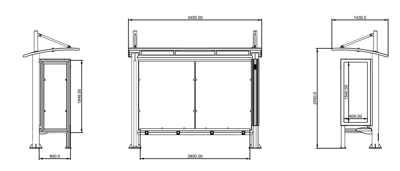 Bus Shelter with LED Lighting- YR-SSBS-25018 Bus Shelter with LED Lighting- YR-SSBS-25018