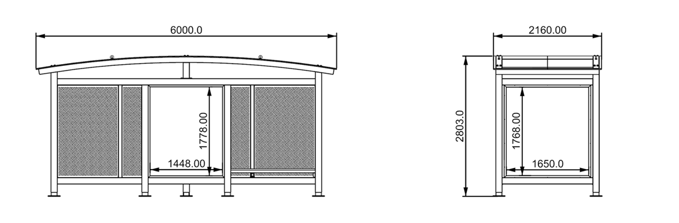 Metal Frame Bus Shelter- YR-SSBS-25008 Metal Frame Bus Shelter- YR-SSBS-25008