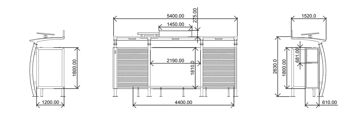 Prefab Bus Shelter- YR-SSBS-25040 Prefab Bus Shelter- YR-SSBS-25040