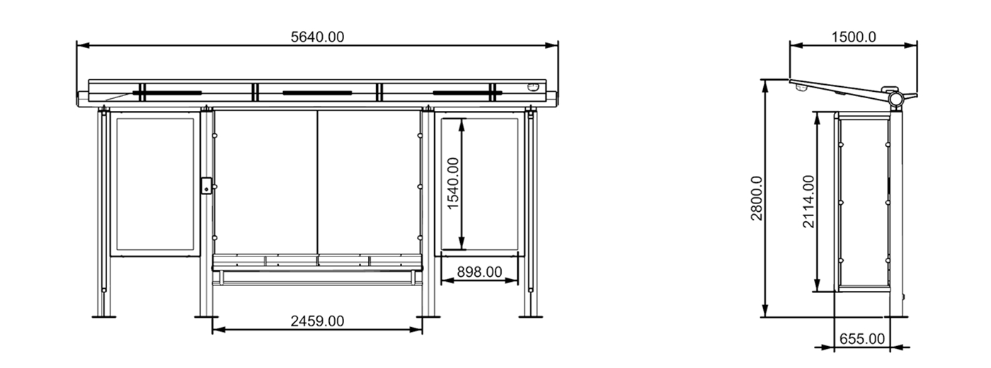 Galvanized Steel Bus Shelter- YR-SSBS-25003 Galvanized Steel Bus Shelter- YR-SSBS-25003