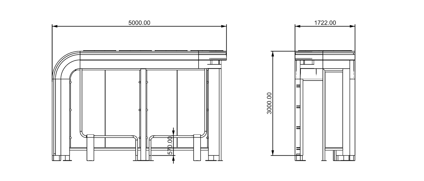 Low Cost Steel Bus Shelter- YR-SSBS-25005