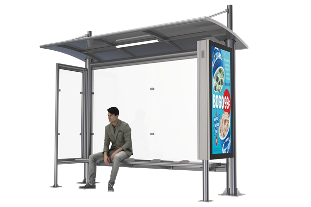 Bus Shelter with LED Lighting- YR-SSBS-25018 Bus Shelter with LED Lighting- YR-SSBS-25018