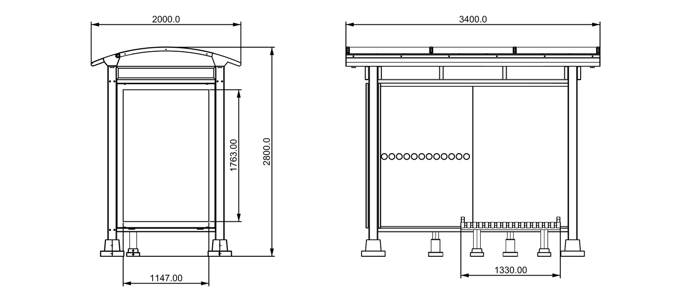 Stainless Steel Bus Shelter Station- YR-SSBS-25032 Stainless Steel Bus Shelter Station- YR-SSBS-25032