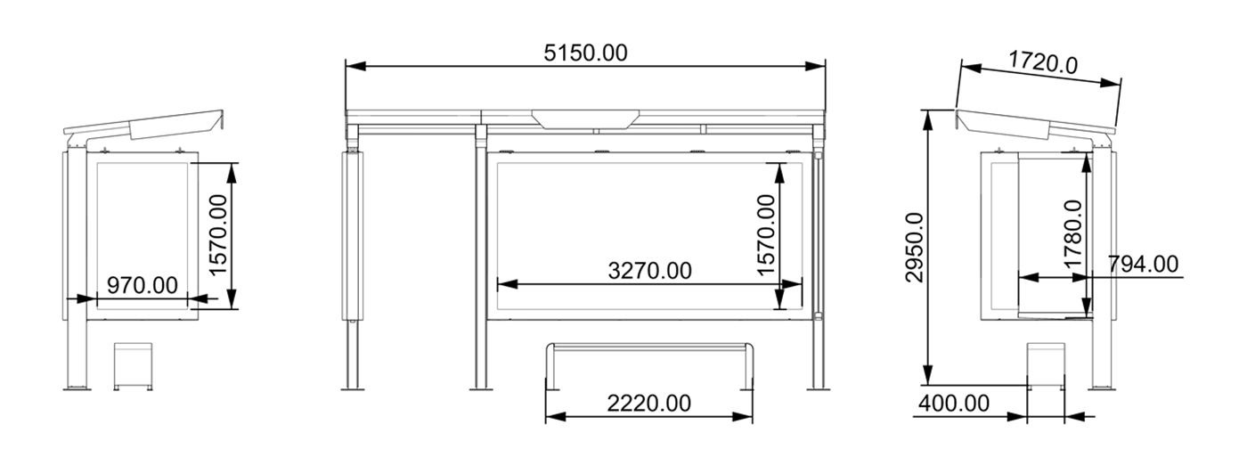 Prefabricated Bus Shelter- YR-SSBS-25034 Prefabricated Bus Shelter- YR-SSBS-25034