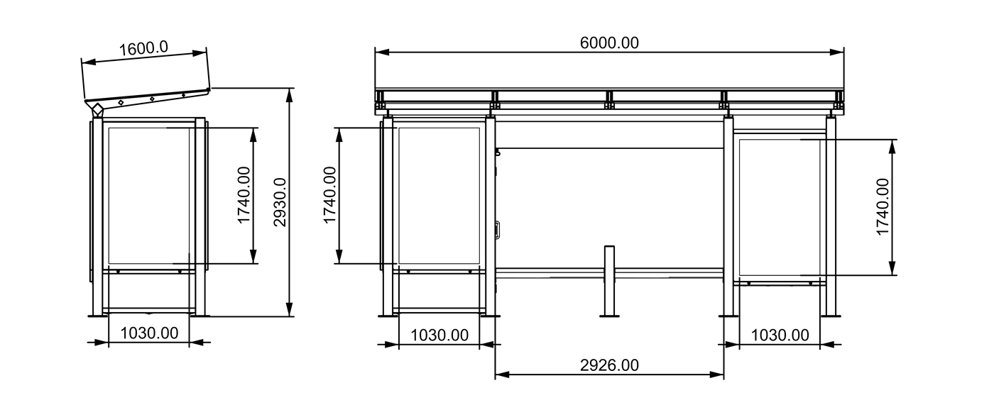 Urban Bus Shelter- YR-SSBS-25024 Urban Bus Shelter- YR-SSBS-25024