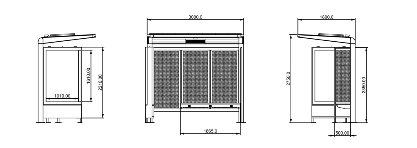 Modular Steel Bus Shelter- YR-SSBS-25010 Modular Steel Bus Shelter- YR-SSBS-25010