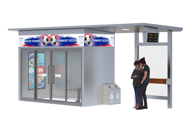 Inductive Sliding Door Enclosed Bus Shelter- YR-ACBS-2409349