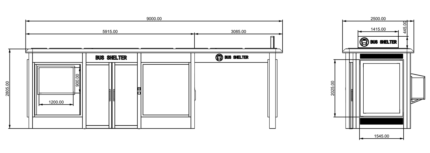 Enclosed Smart Bus Shelter- YR-ACBS-2601001 Enclosed Smart Bus Shelter- YR-ACBS-2601001