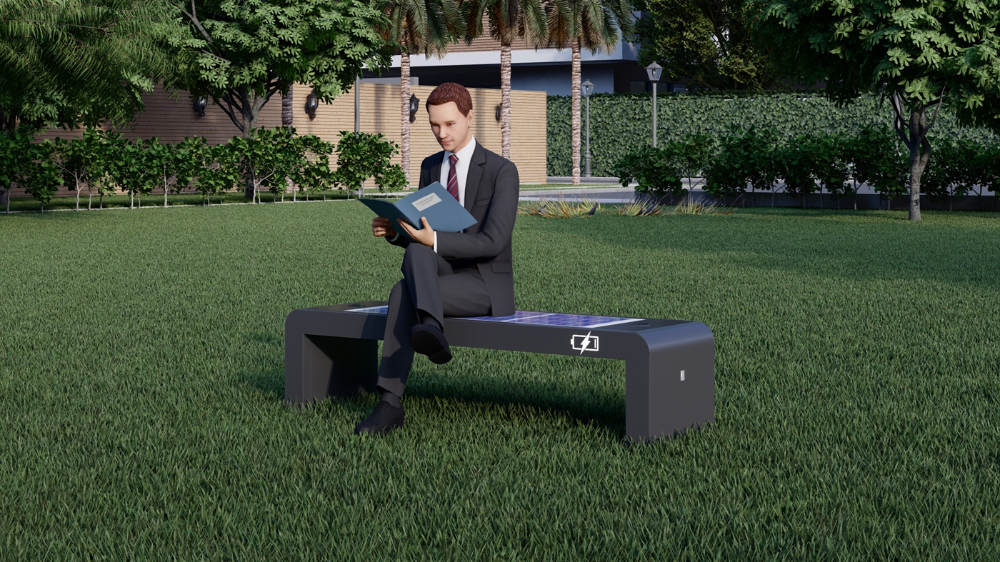 Outdoor Smart Solar Bench- YR-SPP-038 Outdoor Smart Solar Bench- YR-SPP-038