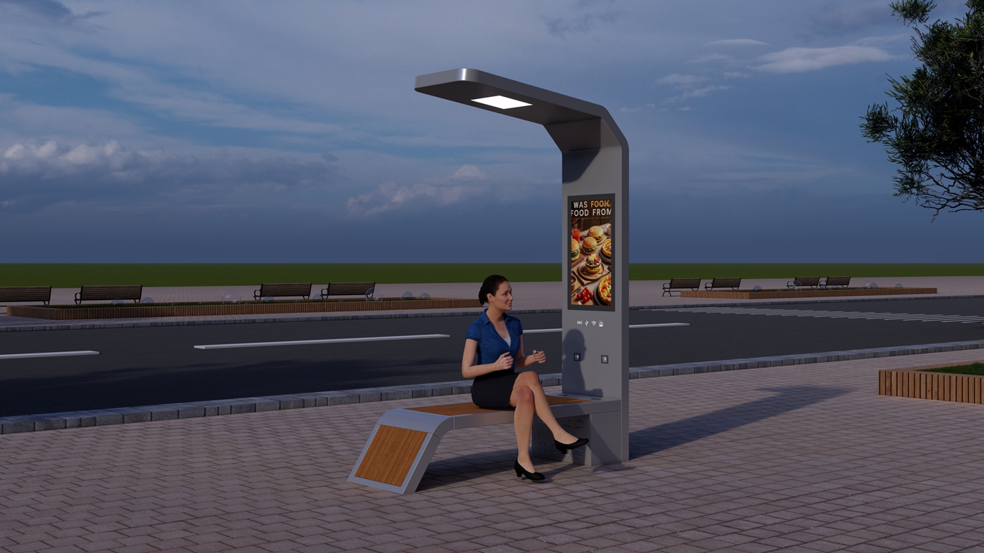 Solar Powered Bench Seat- YR-SPP-012 Solar Powered Bench Seat- YR-SPP-012