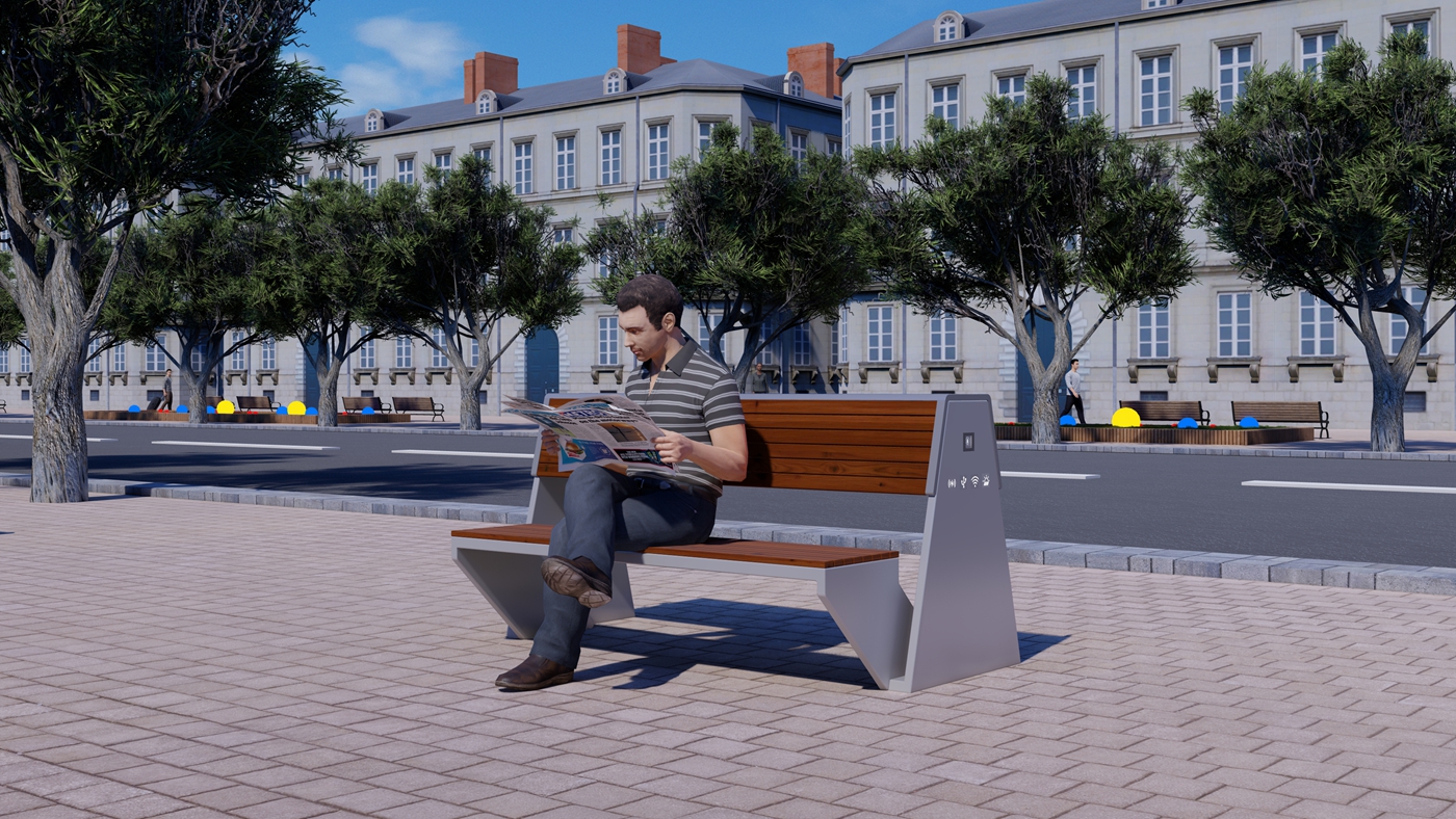 Smart Solar Powered Bench- YR-SPP-010 Smart Solar Powered Bench- YR-SPP-010