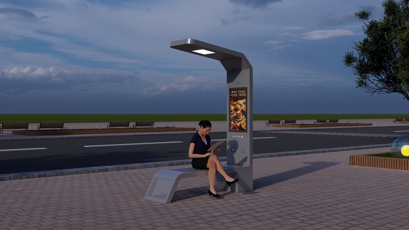 Solar Bench with USB Ports- YR-SPP-011 Solar Bench with USB Ports- YR-SPP-011