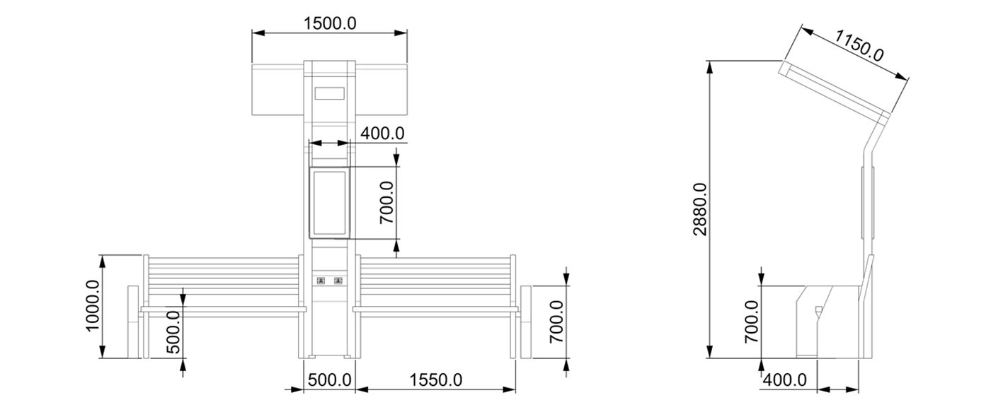 Solar Powered Park Bench- YR-SPP-032
