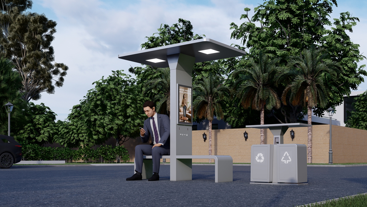 Outdoor Waiting Taxi Solar Bench- YR-SPP-028 Outdoor Waiting Taxi Solar Bench- YR-SPP-028