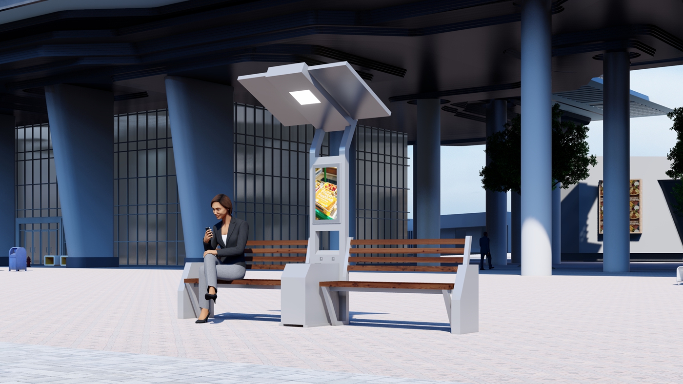 Solar Powered Park Bench- YR-SPP-032