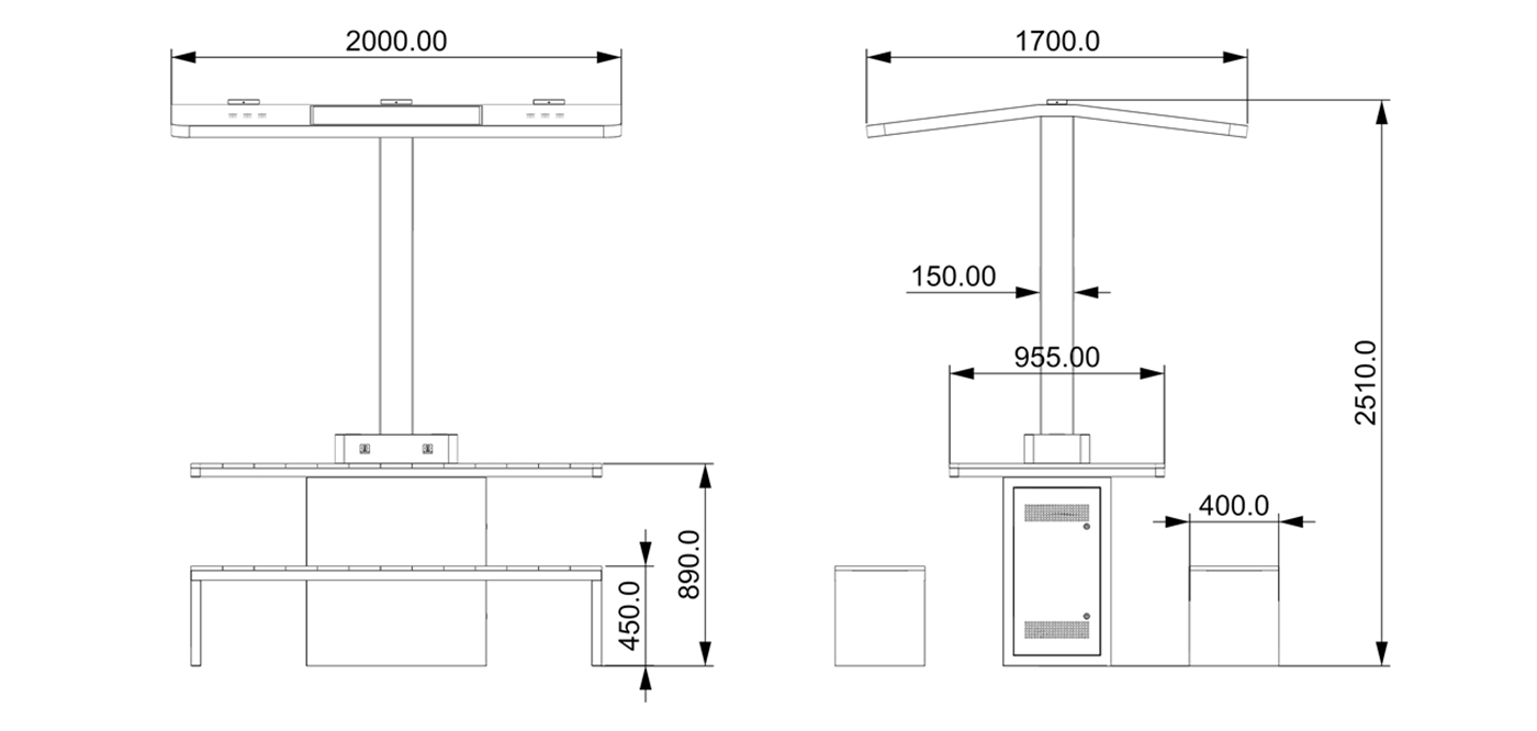Table and Bench with Solar Panel Roof- YR-SPP-017 Table and Bench with Solar Panel Roof- YR-SPP-017