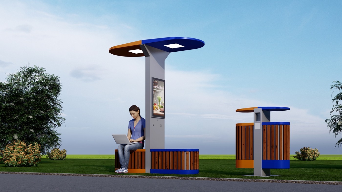 Smart City Outdoor Furniture Solar Bench- YR-SPP-025