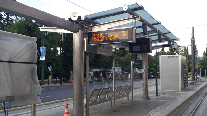 YEROO Greece Stainless Steel Bus Stop Shelter Project: Smart Urban Transit Hub for Athens