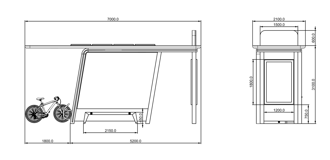 Metal Bus Stop Shelter