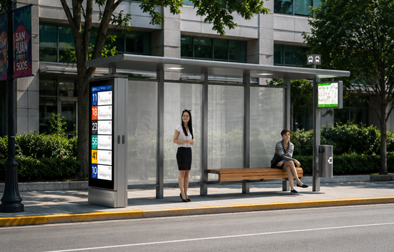 Outdoor Bus Shelter with Light Box- YR-SSBS-2606011