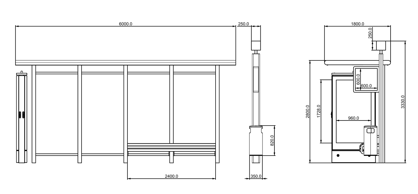 Outdoor Bus Shelter with Light Box
