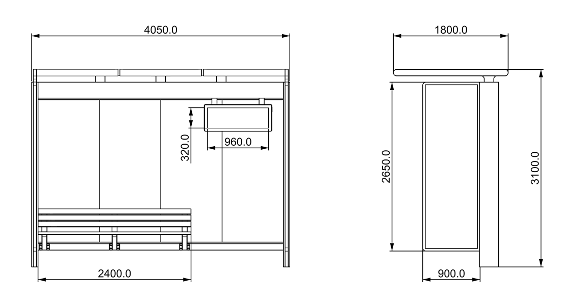 Outdoor Bus Stop Shelter- YR-SSBS-2608015