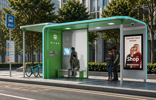 Bus Shelter with Solar Panels- YR-SMBS-2608016