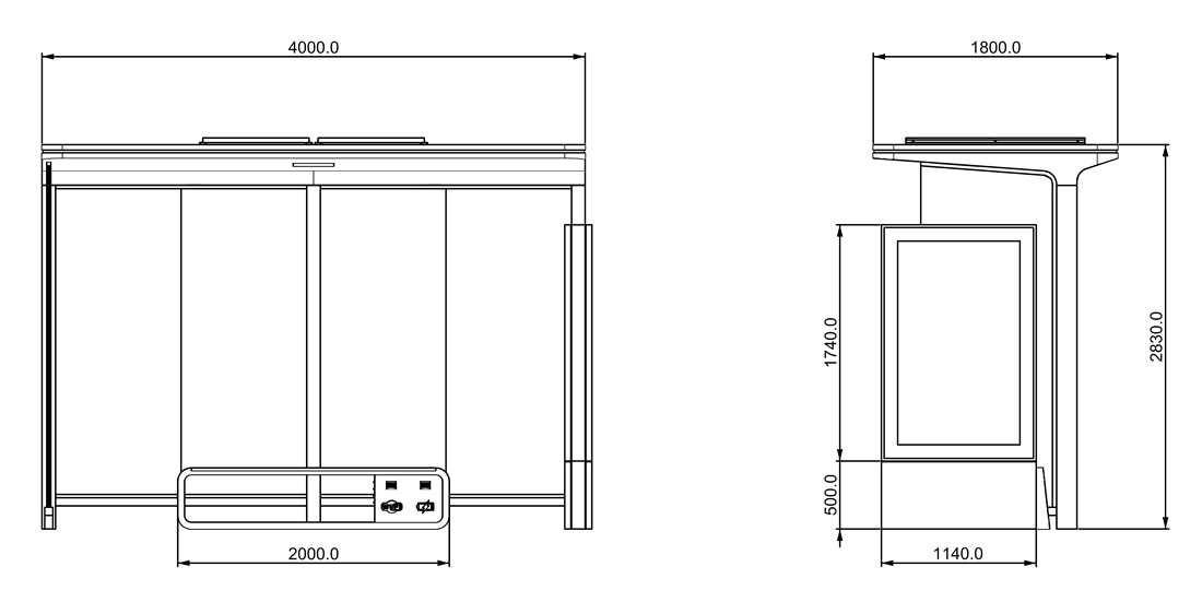 Outdoor Metal Bus Stop Shelter